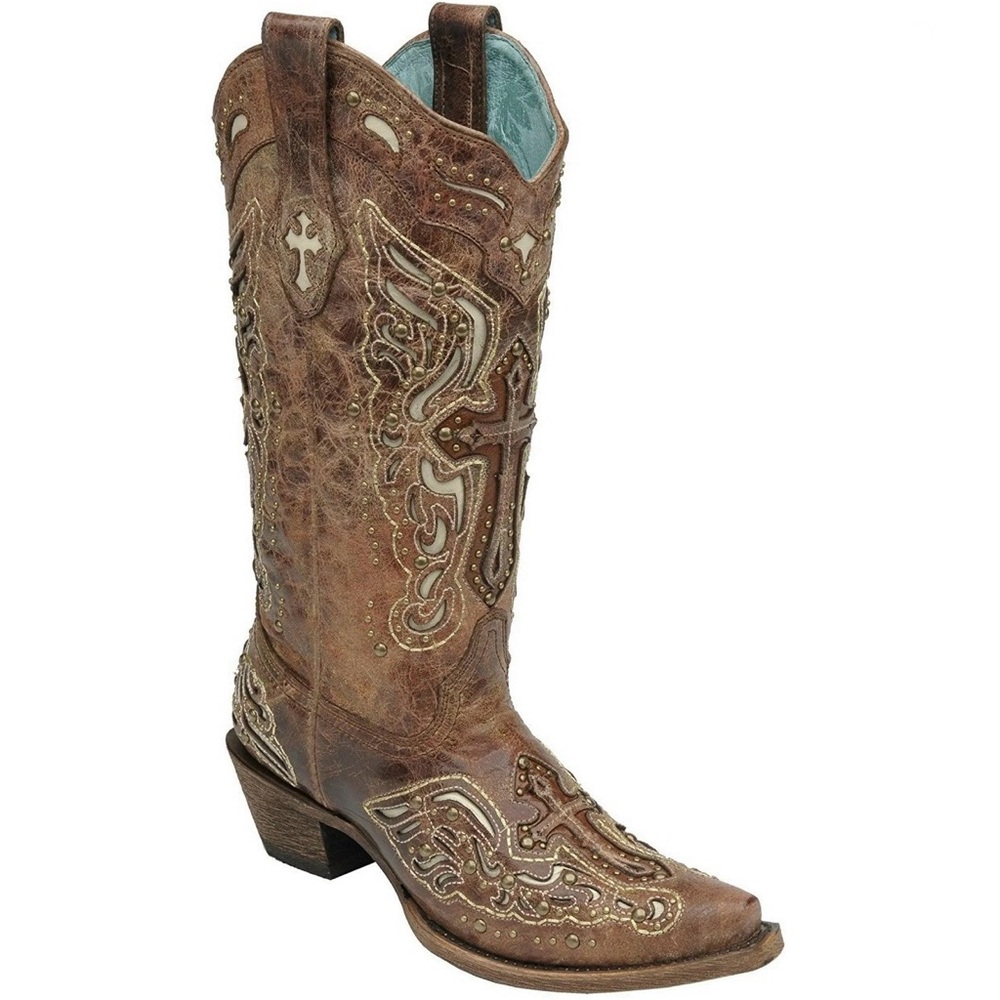 Corral Brown Embroidered Distressed Western Boots